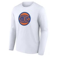 Men's  White New York Knicks Alternate Logo Long Sleeve T-Shirt