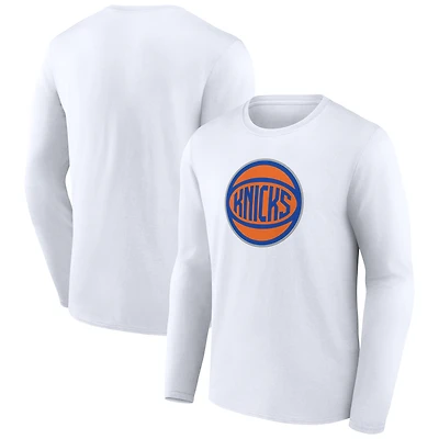Men's  White New York Knicks Alternate Logo Long Sleeve T-Shirt