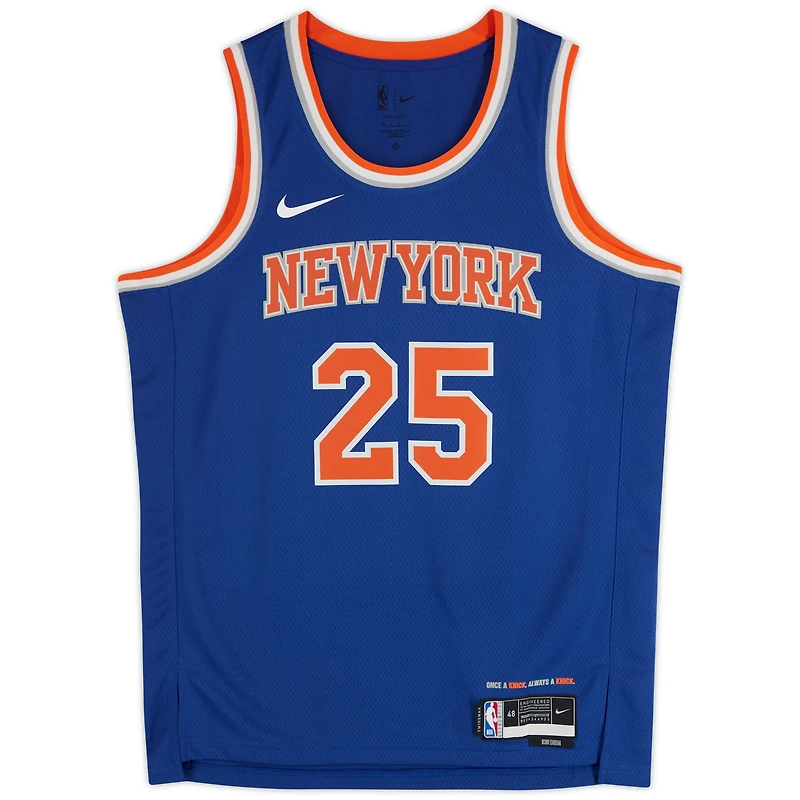 Mikal Bridges New York Knicks Autographed Nike Blue Icon Edition Swingman Jersey with "NY Forever" Inscription