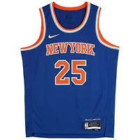 Mikal Bridges New York Knicks Autographed Nike Blue Icon Edition Swingman Jersey with "NY Forever" Inscription