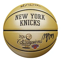 Miles McBride New York Knicks Autographed 2026 NBA Finals Champions Wilson Champions Logo Gold Basketball