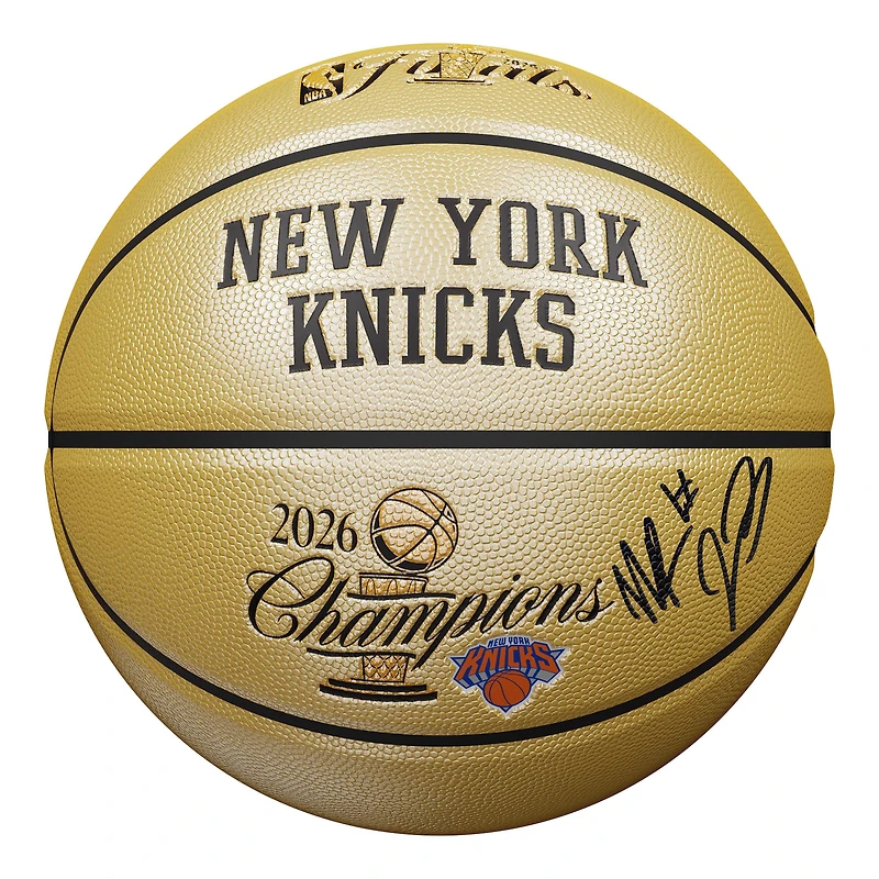 Mitchell Robinson New York Knicks Autographed 2026 NBA Finals Champions Wilson Champions Logo Gold Basketball
