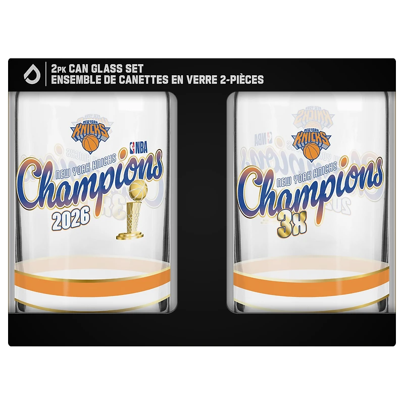 New York Knicks 2026 NBA Finals Champions Two-Piece 16oz. Can Glass Set