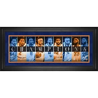 New York Knicks Autographed 2026 NBA Finals Champions Deluxe Framed 10" x 30" Championship Collage Photograph with 9 Signatures - Limited Edition of 50