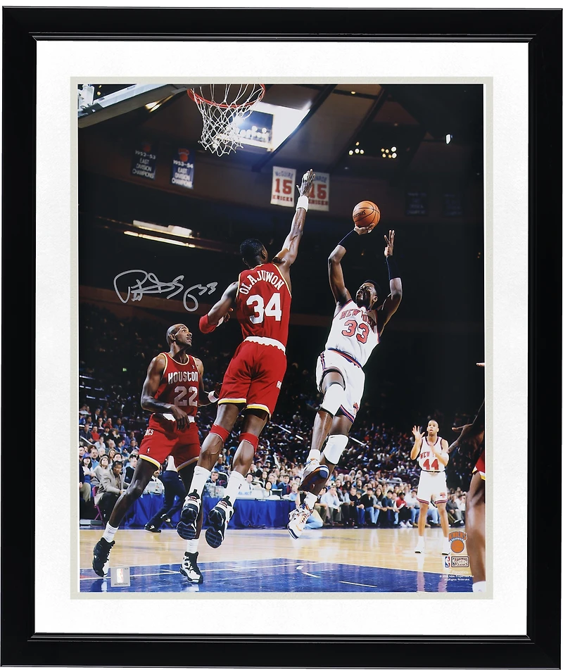 Patrick Ewing New York Knicks Autographed 16" x 20" Fadeaway Shot vs. Houston Rockets Photograph
