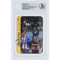 Patrick Ewing New York Knicks Autographed 1986-87 Fleer Sticker #6 Beckett Fanatics Witnessed Authenticated Rookie Card