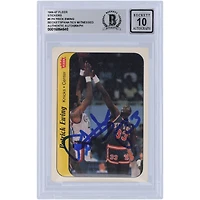 Patrick Ewing New York Knicks Autocollant Fleer autographié 1986 #6 Beckett Fanatics a été témoin d'une carte recrue authentifiée 10