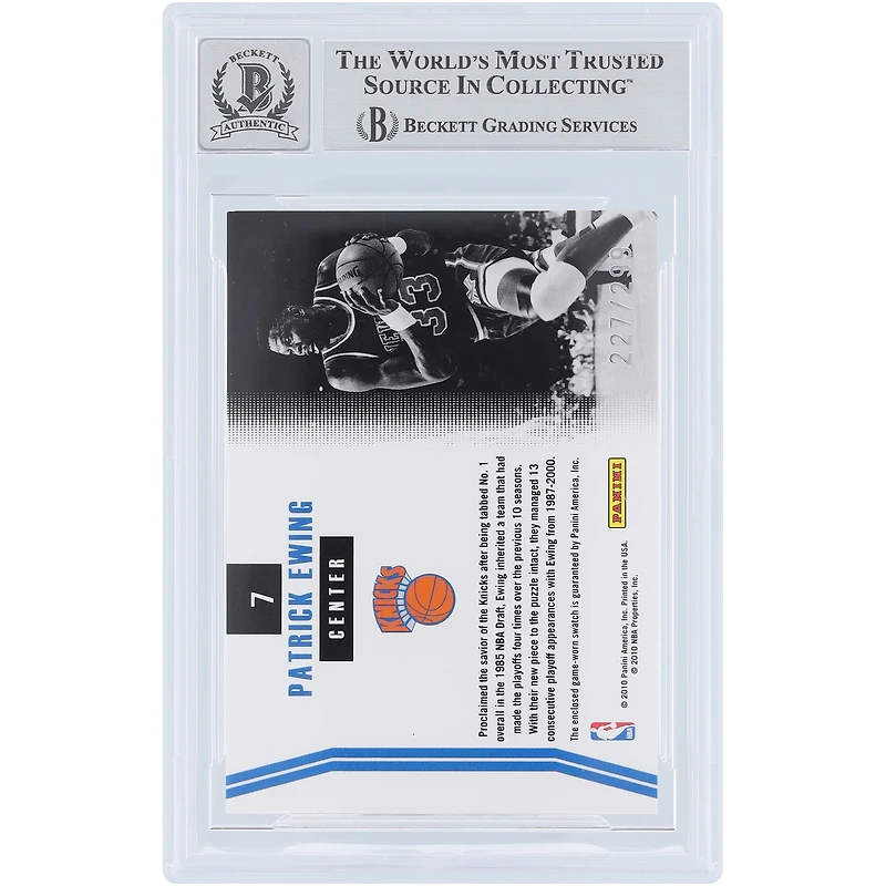 Patrick Ewing New York Knicks Autographed 2010-11 Panini Donruss Masters Materials Jersey Relic #7 #/299 Beckett Fanatics Witnessed Authenticated 10 Card
