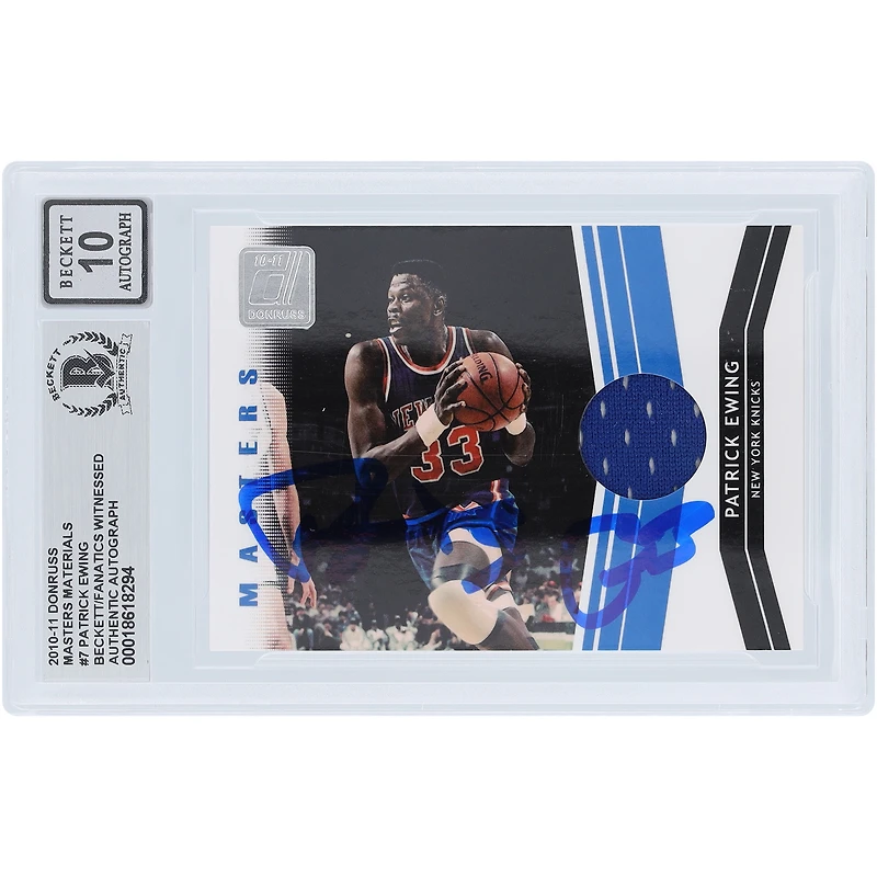 Patrick Ewing New York Knicks Autographed 2010-11 Panini Donruss Masters Materials Jersey Relic #7 #/299 Beckett Fanatics Witnessed Authenticated 10 Card