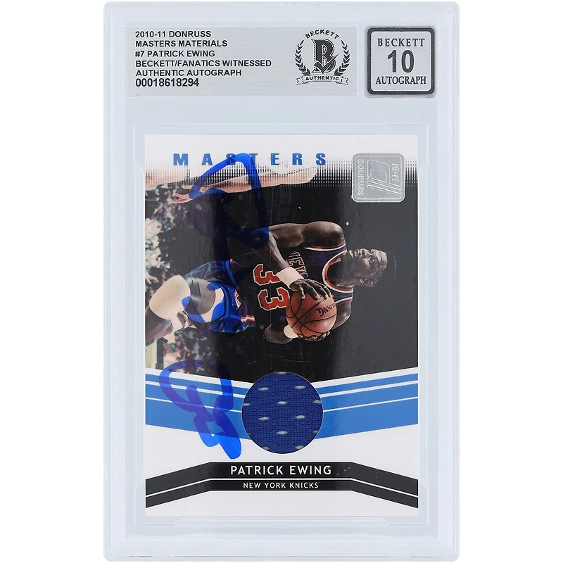 Patrick Ewing New York Knicks Autographed 2010-11 Panini Donruss Masters Materials Jersey Relic #7 #/299 Beckett Fanatics Witnessed Authenticated 10 Card
