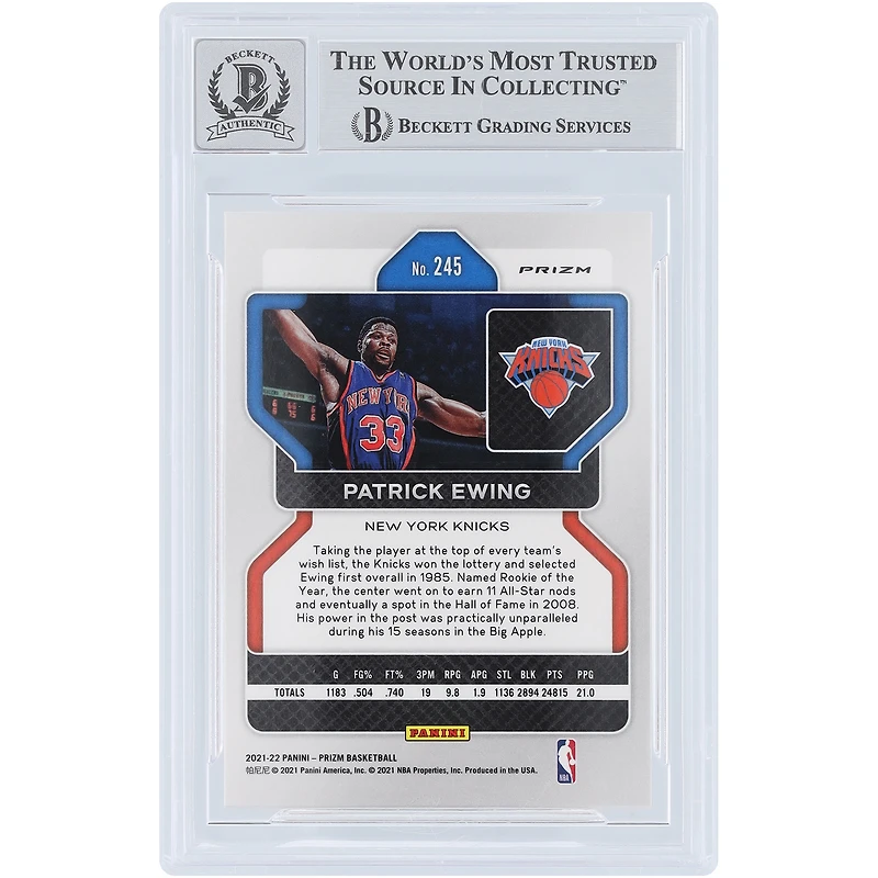 Patrick Ewing New York Knicks Autographed 2021-22 Panini Prizm Orange Ice Prizm #245 Beckett Fanatics Witnessed Authenticated Card