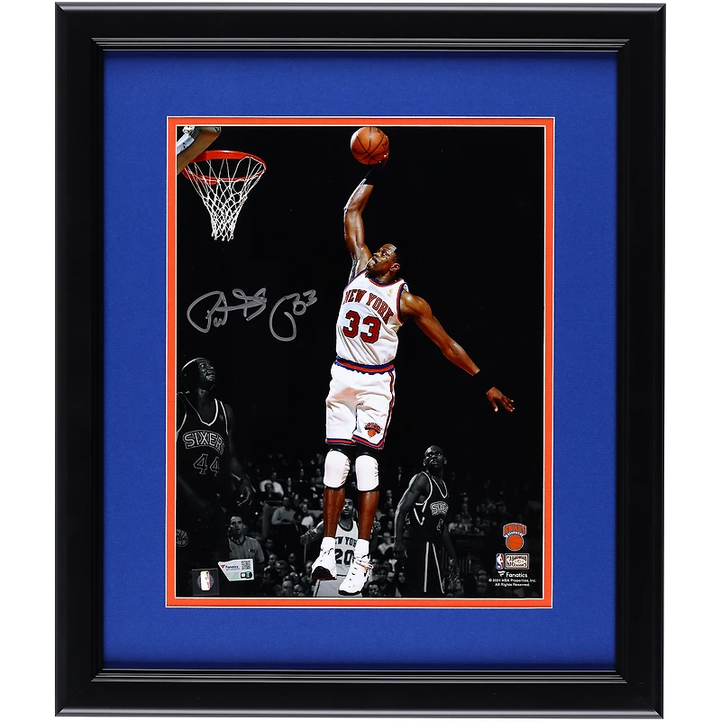 Patrick Ewing New York Knicks Autographed Framed 11" x 14" Dunking vs. Philadelphia 76ers Spotlight Photograph