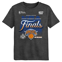 T-shirt authentique des vestiaires New York Knicks, champions de la Conférence Est NBA 2026, couleur anthracite, pour enfants d'âge préscolaire