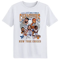 Preschool Fanatics White New York Knicks 2026 NBA Finals Champions Caricature T-Shirt