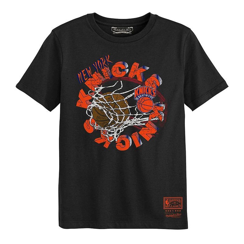 T-shirt noir Mitchell & Ness des New York Knicks pour enfants d'âge préscolaire