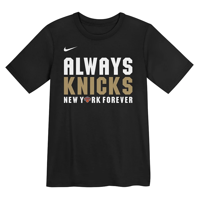 T-shirt Nike noir pour enfants d'âge préscolaire New York Knicks, champions NBA 2026