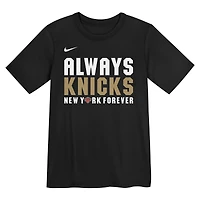 T-shirt Nike noir pour enfants d'âge préscolaire New York Knicks, champions NBA 2026