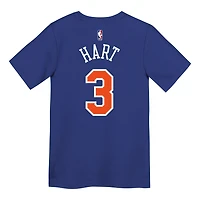 T-shirt Nike Josh Hart bleu New York Knicks pour enfants d'âge préscolaire, avec nom et numéro emblématiques