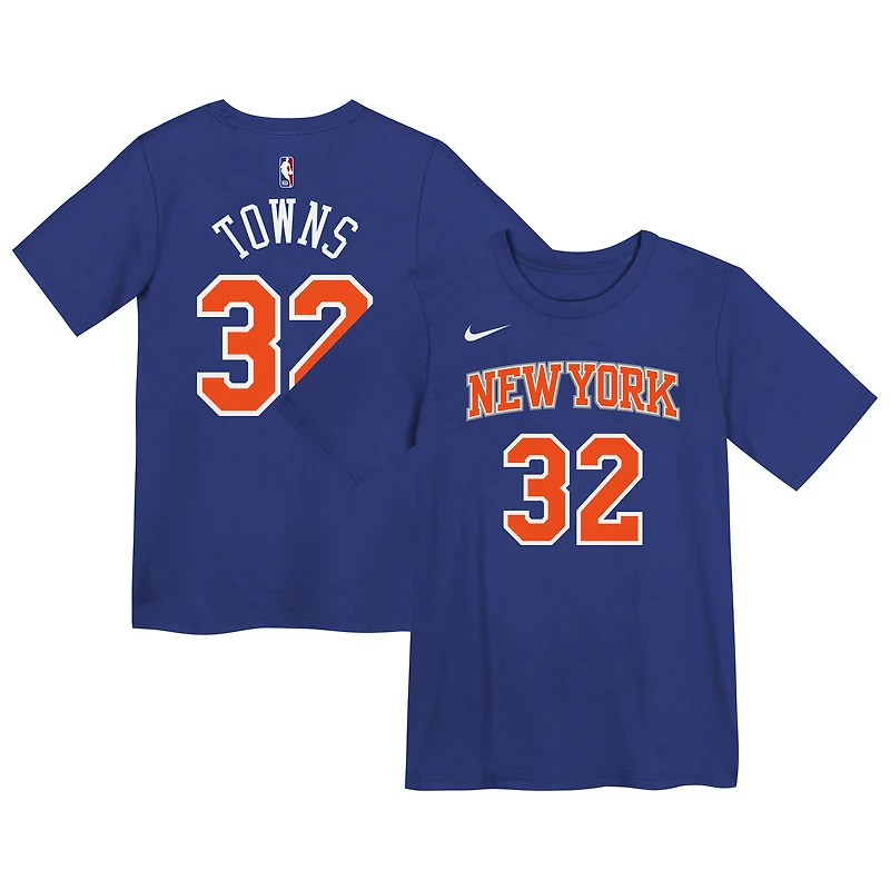 Preschool Nike Karl-Anthony Towns Blue New York Knicks Icon Name & Number T-Shirt