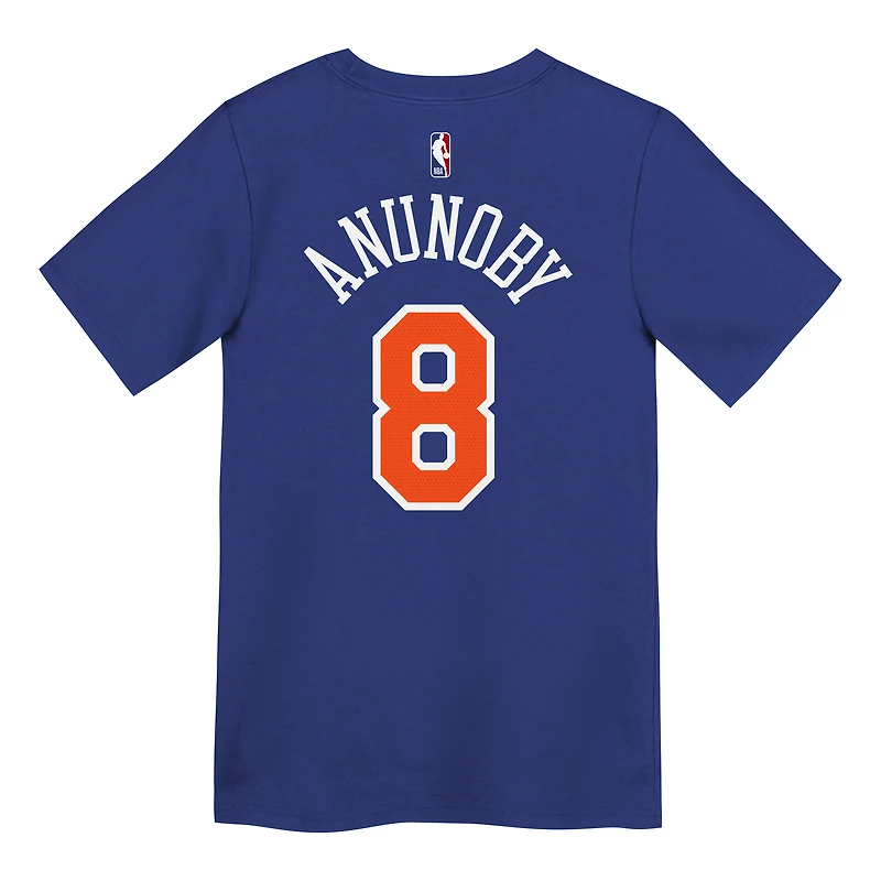 Preschool Nike OG Anunoby Blue New York Knicks Icon Name & Number T-Shirt