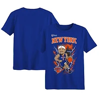 T-shirt bleu Josh Hart des New York Knicks, joueur finales NBA 2026, pour enfants d'âge préscolaire.