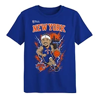 T-shirt bleu Josh Hart des New York Knicks, joueur finales NBA 2026, pour enfants d'âge préscolaire.