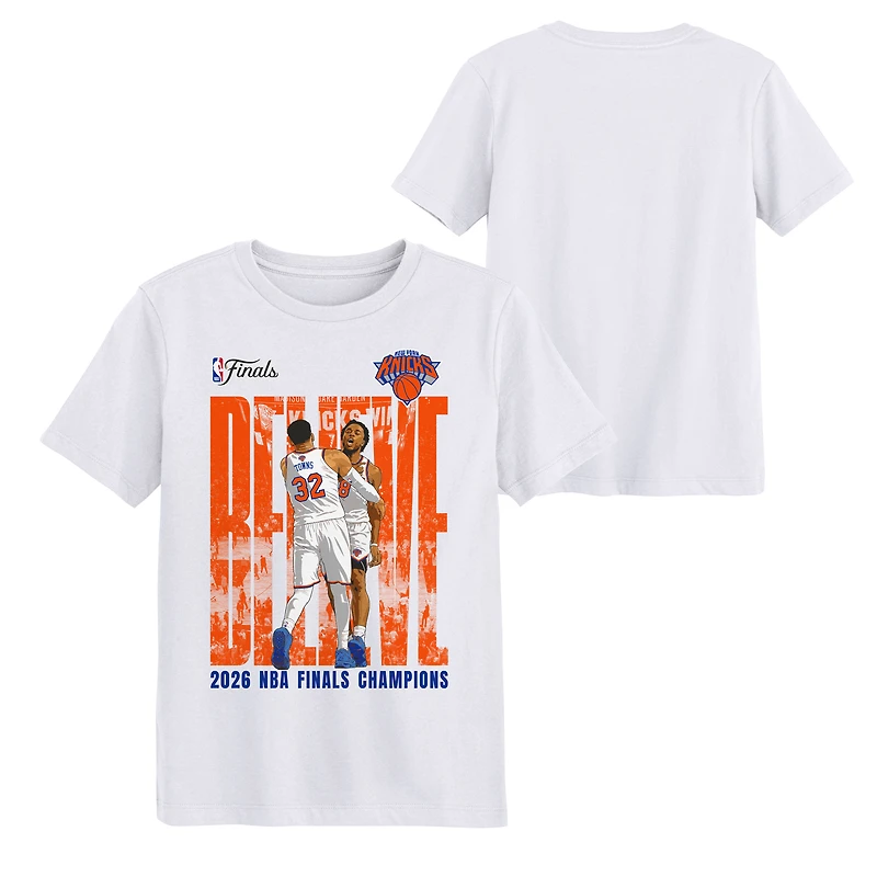 T-shirt blanc Preschool Outerstuff OG Anunoby & Karl-Anthony Towns New York Knicks Champions des finales NBA 2026