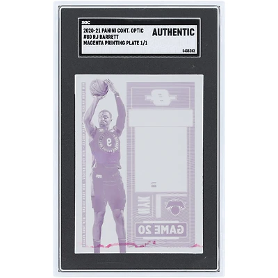RJ Barrett New York Knicks 2020-21 Panini Contenders Optic Magenta Printing Plate #80 #1/1 SGC Authenticated Auth Card