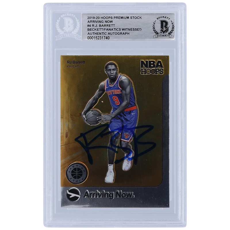 RJ Barrett New York Knicks Autographié 2019-20 Panini Hoops Premium Stock Arrivée Maintenant #4 Beckett Fanatics A Vu Authentifié Rookie Card
