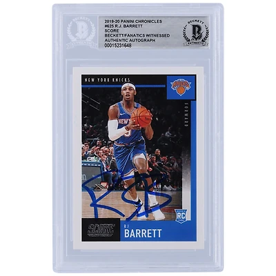 Carte de recrue authentifiée signée RJ Barrett New York Knicks Panini Score #625 Beckett Fanatics 2019-20