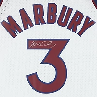 Maillot Swingman alternatif blanc autographié par Stephon Marbury des New York Knicks 2004-05 par Mitchell & Ness