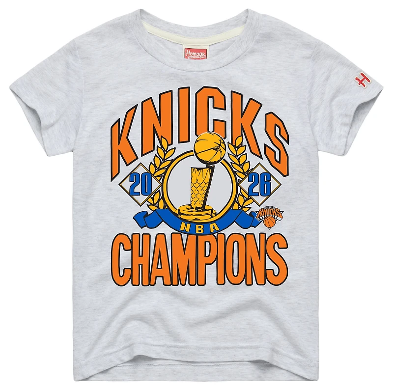 T-shirt classique tri-blend gris pour tout-petit, hommage aux New York Knicks, champions des finales NBA 2026