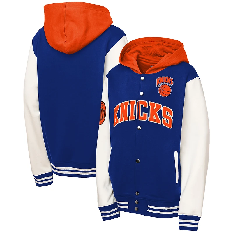 Veste polaire à boutons-pression Mitchell & Ness bleue pour tout-petit New York Knicks