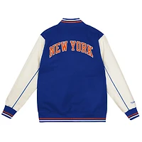 Veste universitaire Mitchell & Ness bleue New York Knicks pour tout-petit, modèle épais à boutons-pression