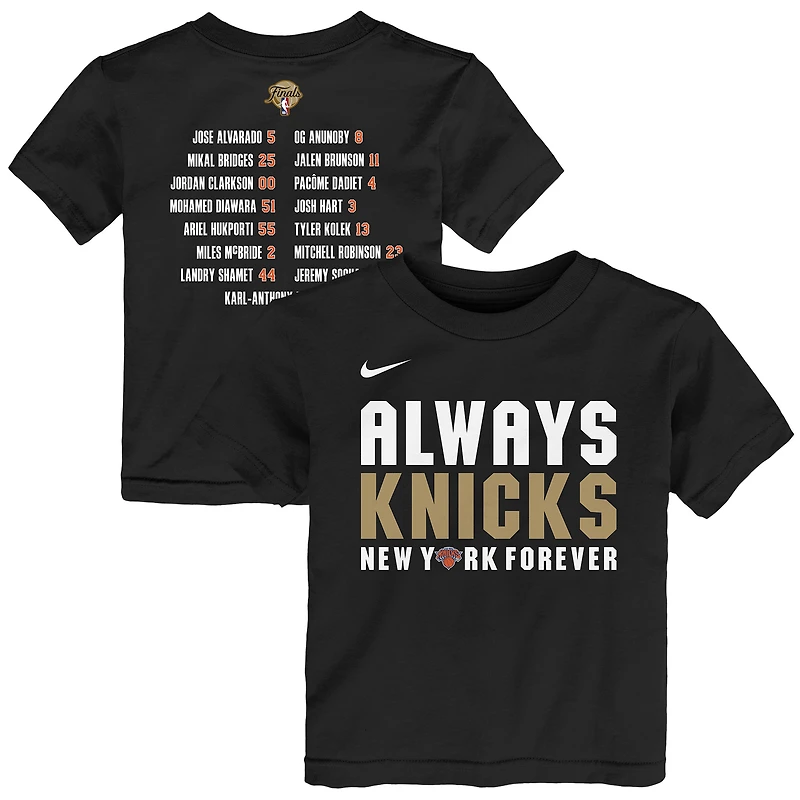 Toddler Nike Black New York Knicks 2026 NBA Finals Champions Roster T-Shirt