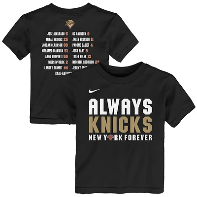 Toddler Nike Black New York Knicks 2026 NBA Finals Champions Roster T-Shirt