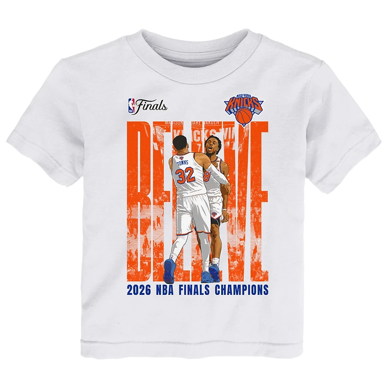 Toddler Outerstuff OG Anunoby & Karl-Anthony Towns White New York Knicks 2026 NBA Finals Champions Believe T-Shirt