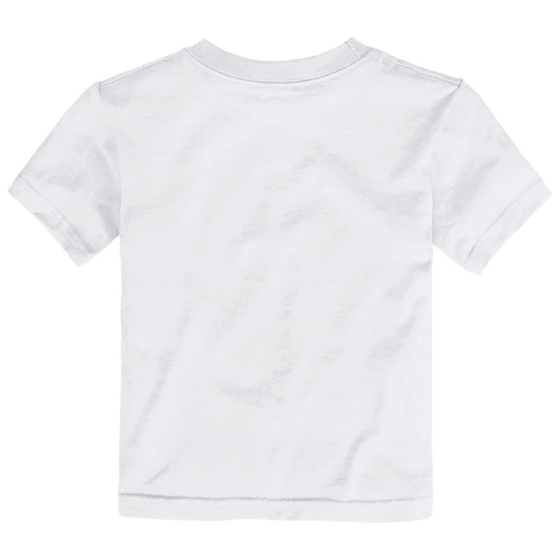 T-shirt blanc Outerstuff OG Anunoby & Karl-Anthony Towns New York Knicks, champions des finales NBA 2026, avec l'inscription « Believe ».
