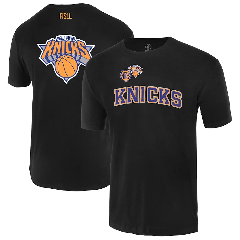T-shirt unisexe FISLL noir avec logo surdimensionné des New York Knicks