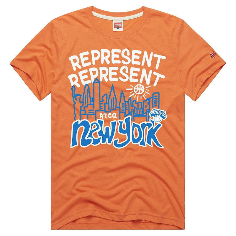 T-shirt unisexe orange hommage New York Knicks A Tribe Called Quest x NBA Represent Tri-Blend