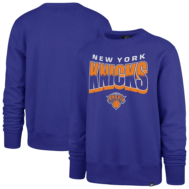 Unisex '47 Blue New York Knicks Brush By Headline Crewneck Sweatshirt