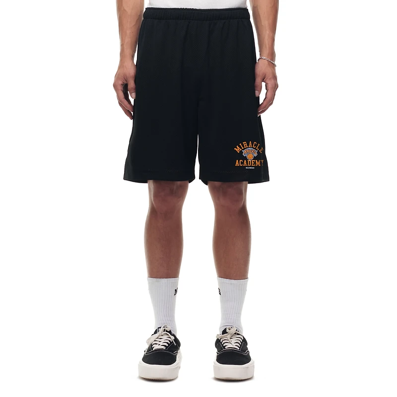 Short d'entraînement baggy en maille noire unisexe des New York Knicks Miracle Academy x NBA Collection