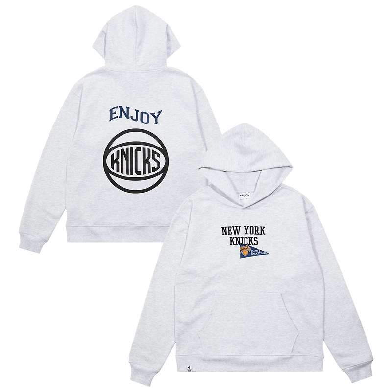 Unisex Enjoy Basketball x New York Knicks Heather Gray Hoop Enthusiast Capsule Collection Pullover Hoodie