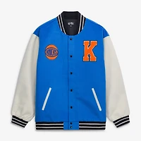 Unisex FISLL Blue/Cream New York Knicks Full-Snap Varsity Jacket