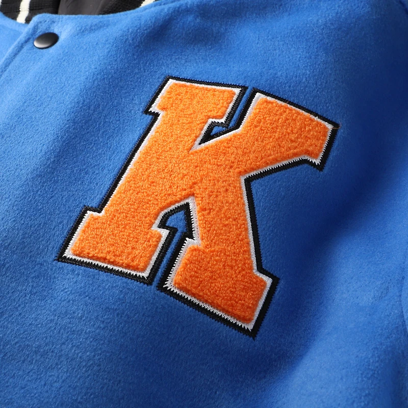 Unisex FISLL Blue/Cream New York Knicks Full-Snap Varsity Jacket