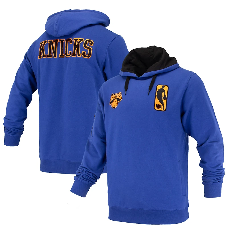 Sweat à capuche unisexe FISLL bleu New York Knicks Logoman Shadow Collection