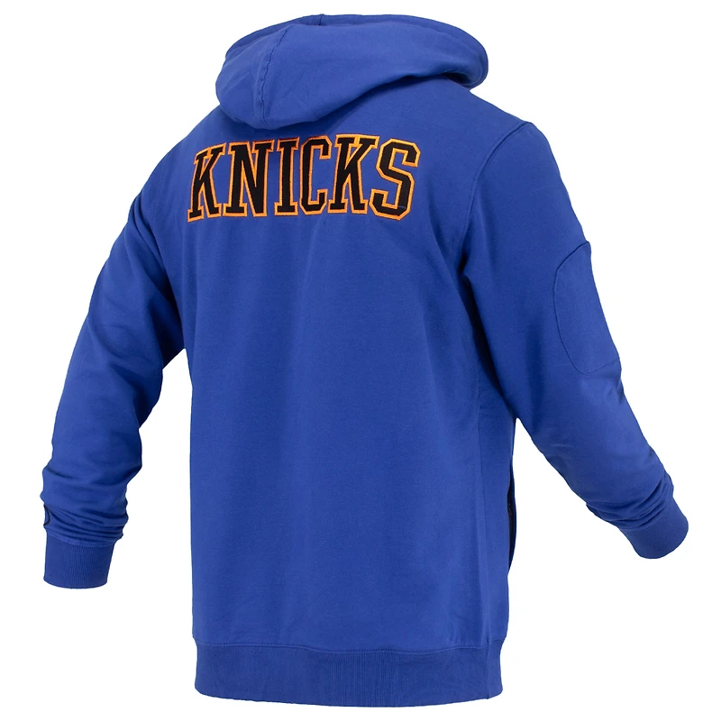 Sweat à capuche unisexe FISLL bleu New York Knicks Logoman Shadow Collection