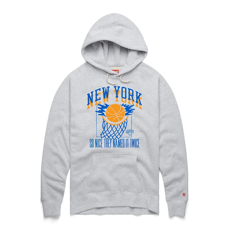 Sweat à capuche unisexe Homage Ash New York Knicks Hometown Edition Tri-Blend Raglan