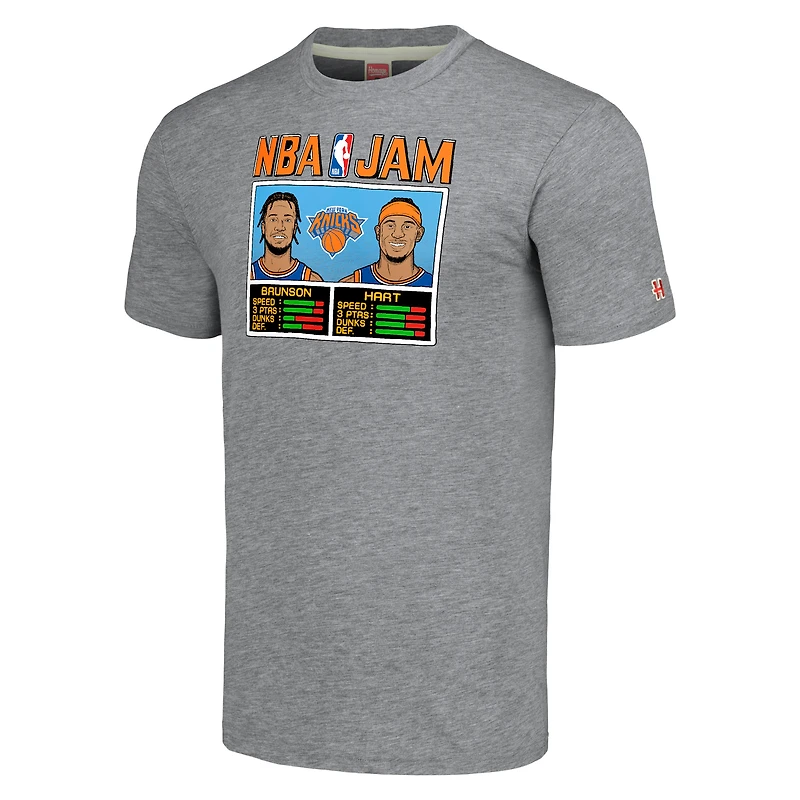 Hommage unisexe Jalen Brunson et Josh Hart Gris New York Knicks NBA Jam Tri-Blend T-Shirt