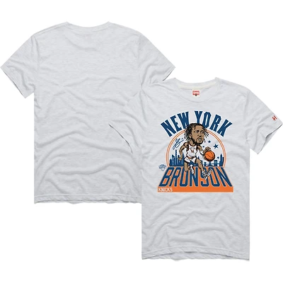 Unisex Homage Jalen Brunson Ash New York Knicks 2024/25 City Edition Caricature Tri-Blend T-Shirt